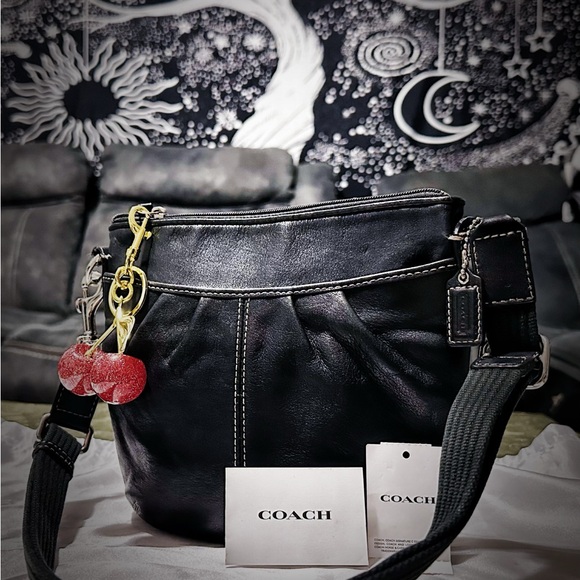 Vintage Coach soho Black Leather Shoulder Bag Crossbody purse - Picture 10 of 17